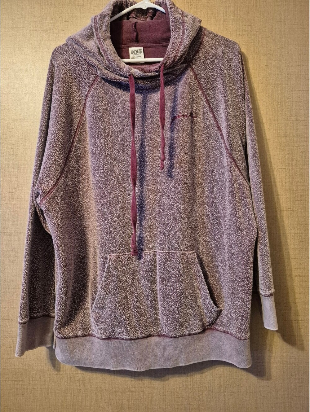 PINK Victoria's Secret Purple Sherpa Hoodie Sweatshirt Size L/Q